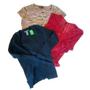 Lot Of 3 Womens Tops By Jones New York Hilliard & Hanson - Size M Cotton/Nylon M